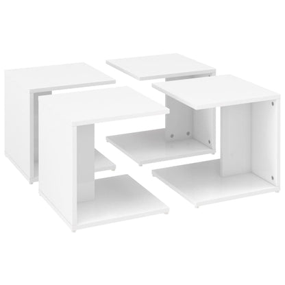 Coffee Tables 4 pcs High Gloss White 33x33x33 cm Engineered Wood