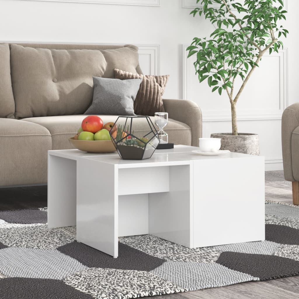 Coffee Tables 4 pcs High Gloss White 33x33x33 cm Engineered Wood