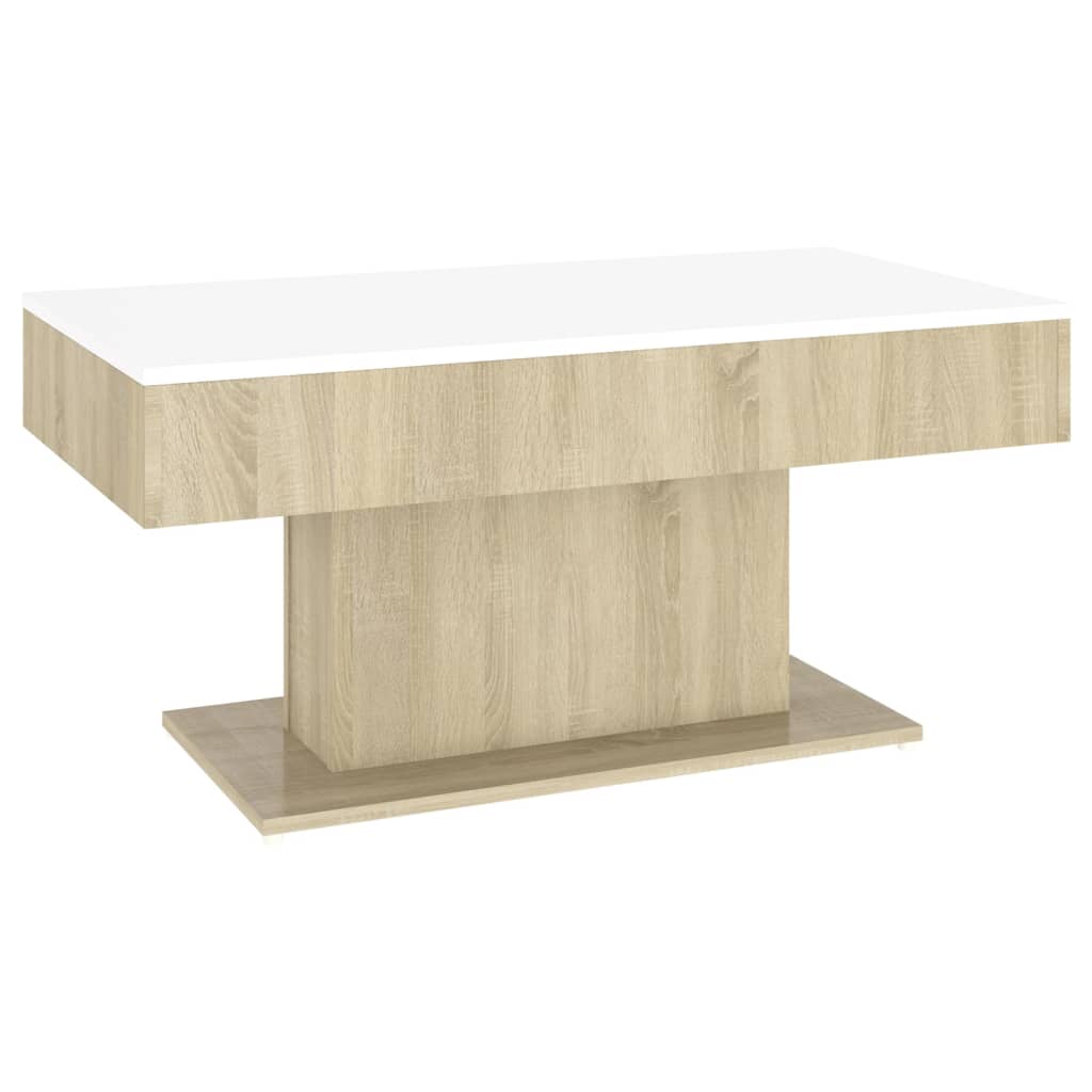 Coffee Table White and Sonoma Oak 96x50x45 cm Engineered Wood