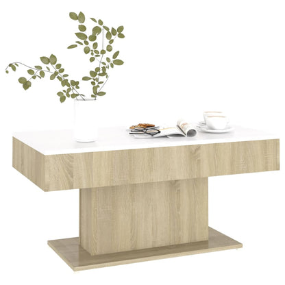 Coffee Table White and Sonoma Oak 96x50x45 cm Engineered Wood