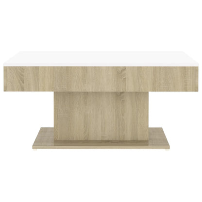 Coffee Table White and Sonoma Oak 96x50x45 cm Engineered Wood