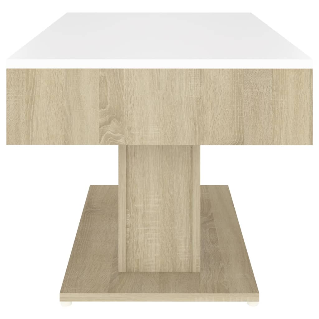 Coffee Table White and Sonoma Oak 96x50x45 cm Engineered Wood