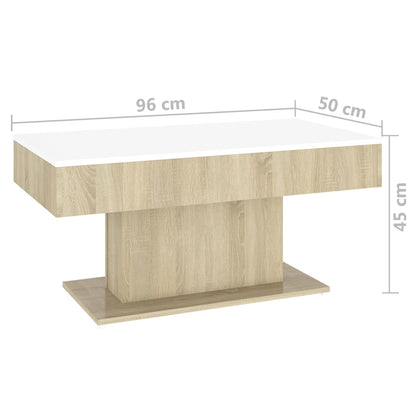 Coffee Table White and Sonoma Oak 96x50x45 cm Engineered Wood