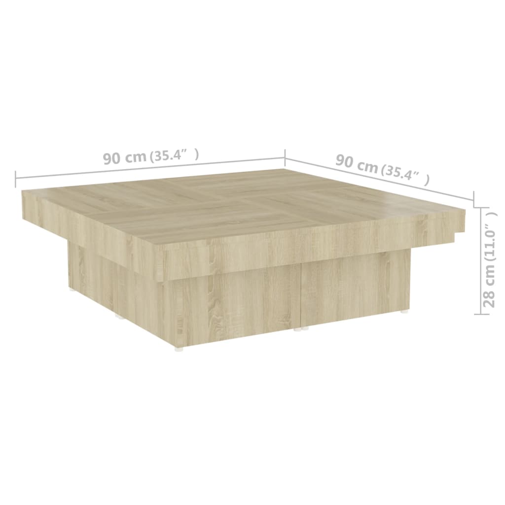 Coffee Table Sonoma Oak 90x90x28 cm Engineered Wood