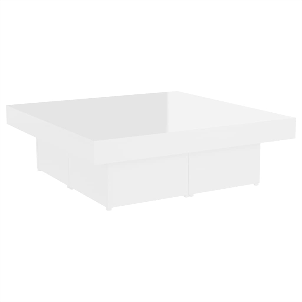 Coffee Table High Gloss White 90x90x28 cm Engineered Wood