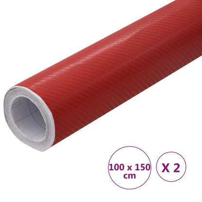 Car Films 2 pcs 4D Red 100x150 cm