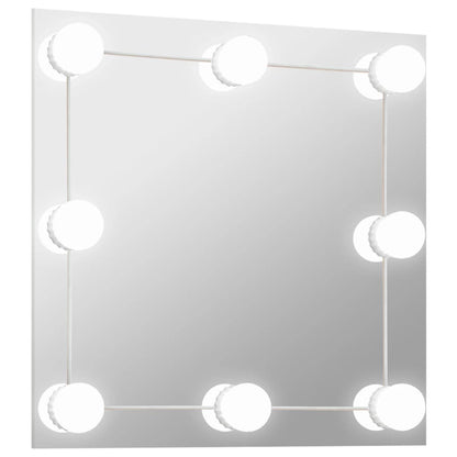 Wall Mirror with LED Lights Square Glass