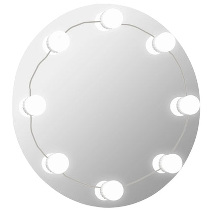 Wall Mirror with LED Lights Round Glass