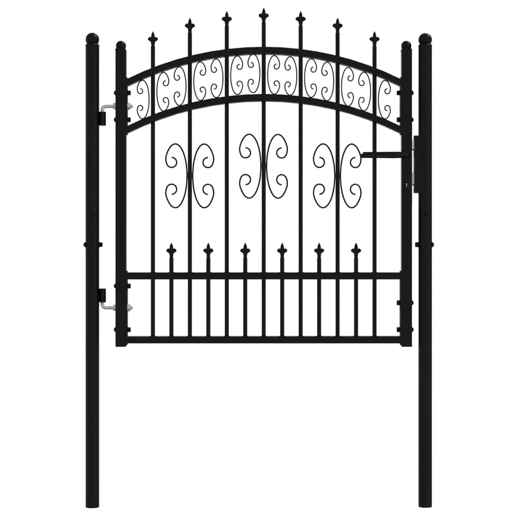 Fence Gate with Spear Top Black 103x150 cm Powder-coated Steel