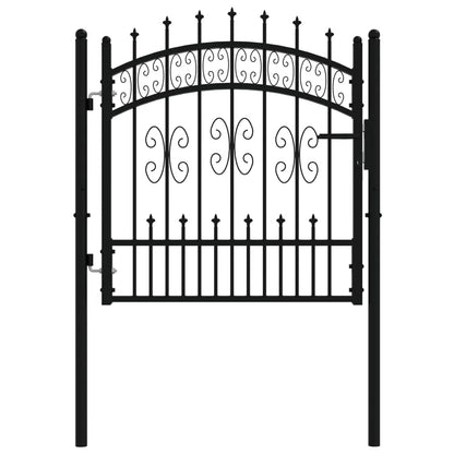 Fence Gate with Spear Top Black 103x150 cm Powder-coated Steel