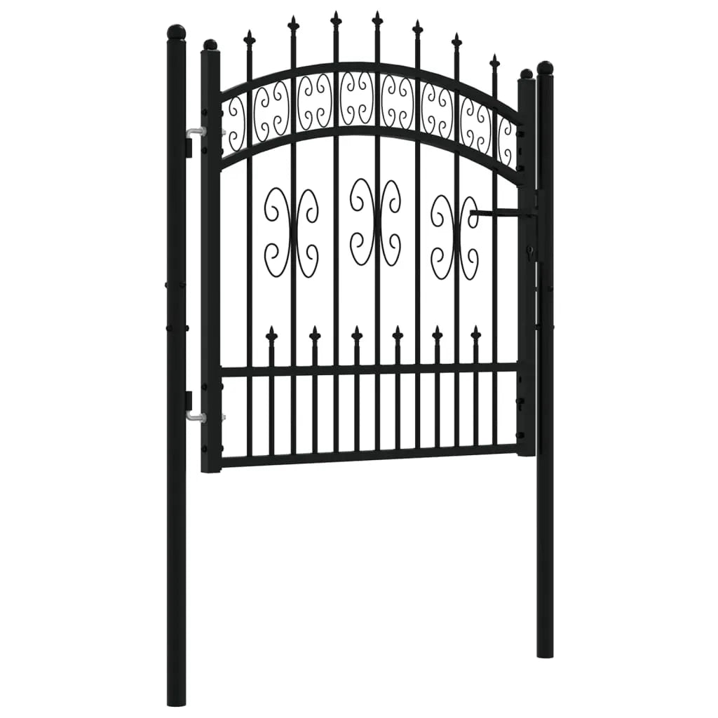 Fence Gate with Spear Top Black 103x150 cm Powder-coated Steel