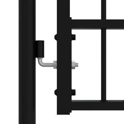 Fence Gate with Spear Top Black 103x150 cm Powder-coated Steel