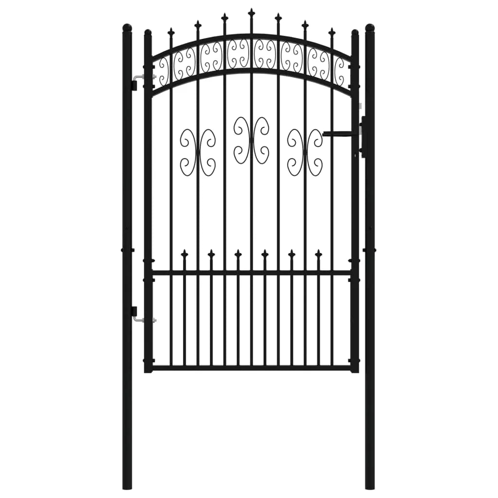 Fence Gate with Spear Top Black 103x200 cm Powder-coated Steel