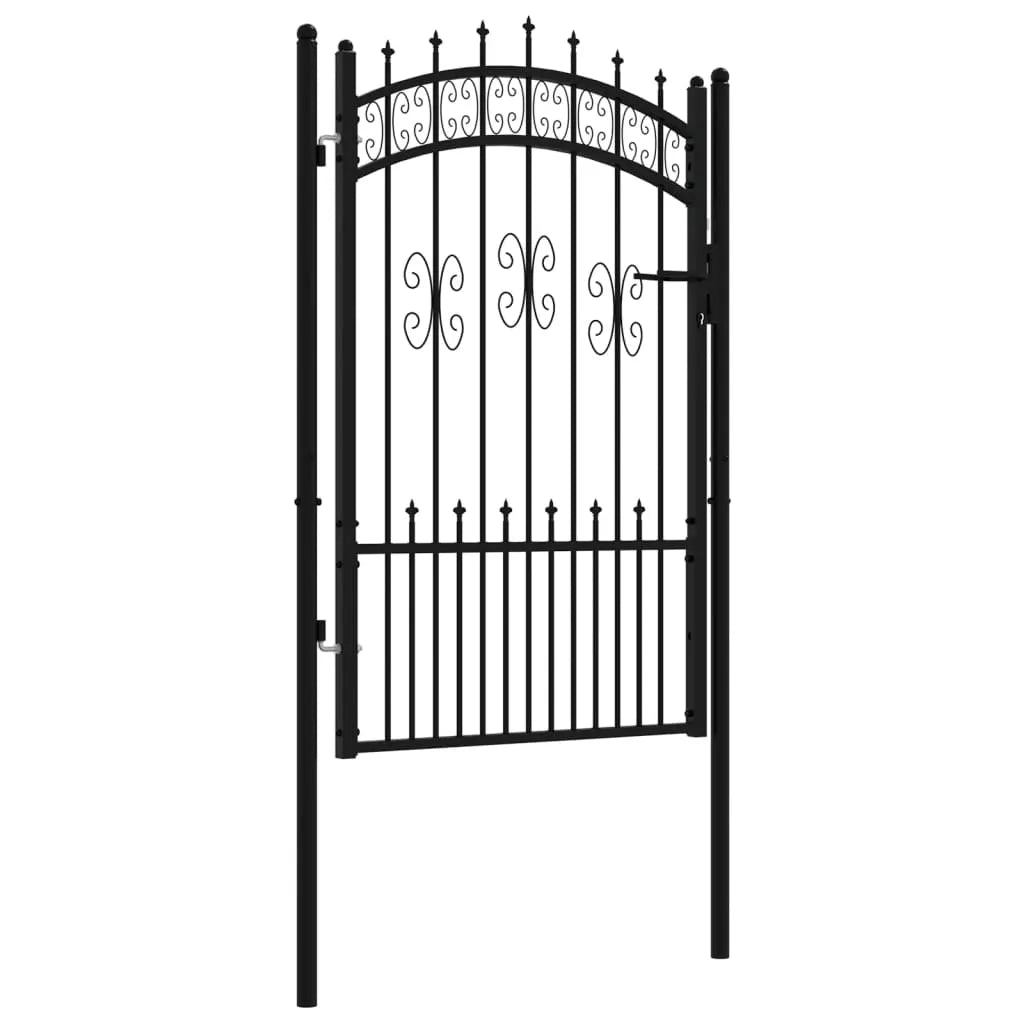 Fence Gate with Spear Top Black 103x200 cm Powder-coated Steel