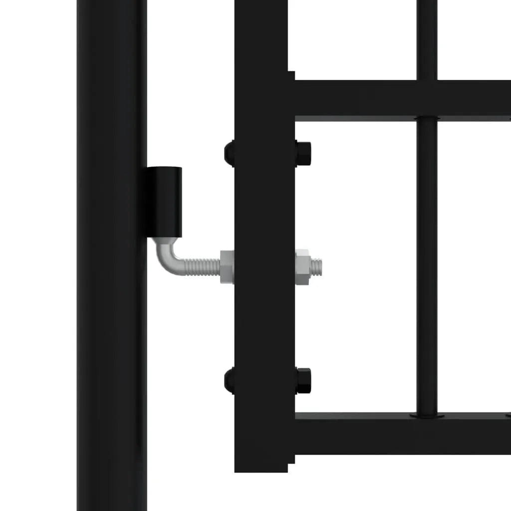 Fence Gate with Spear Top Black 406x223 cm Powder-coated Steel