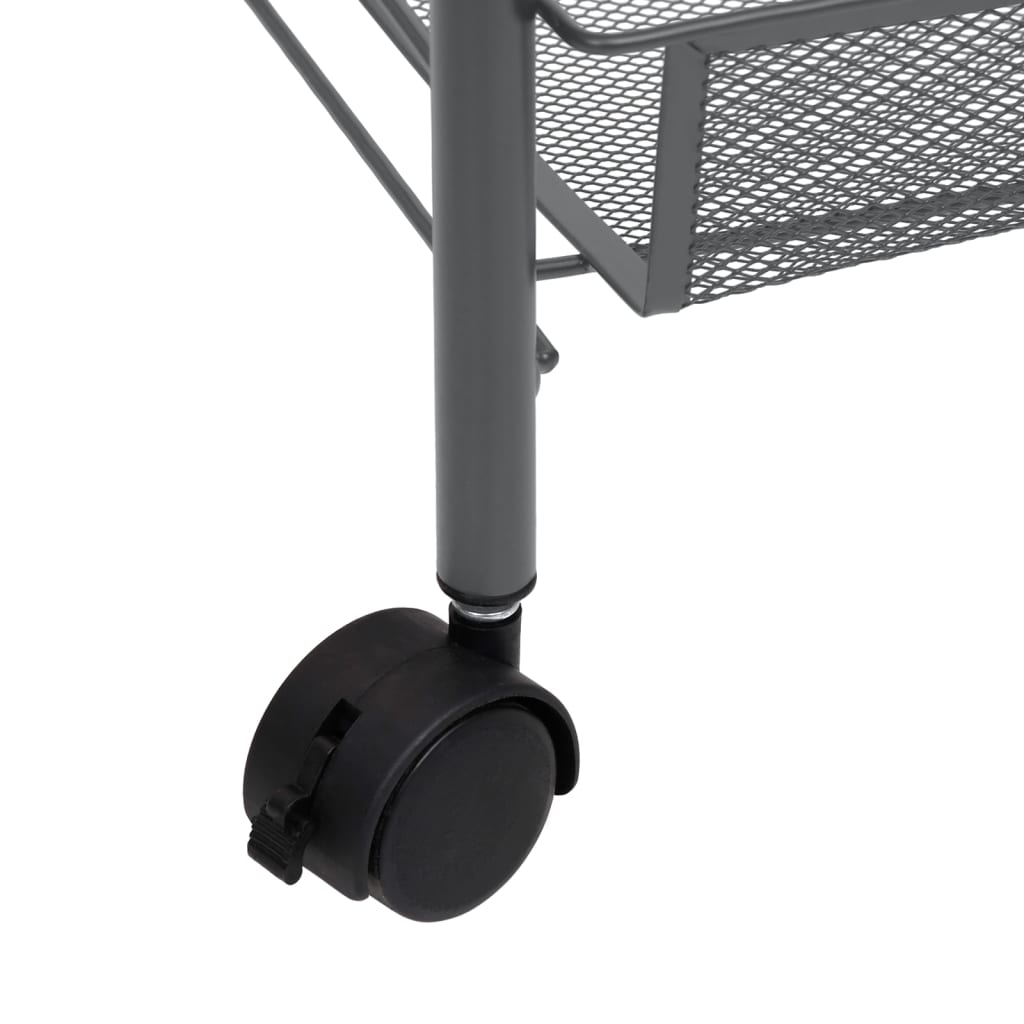 3-Tier Kitchen Trolley Grey 46x26x64 cm Iron