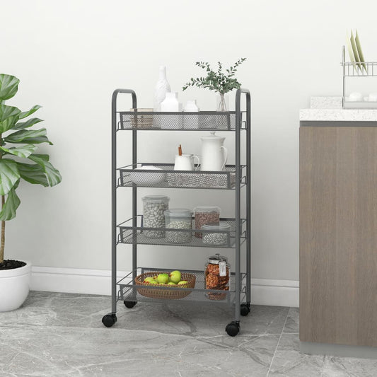 4-Tier Kitchen Trolley Grey 46x26x85 cm Iron