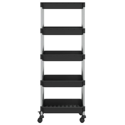 5-Tier Kitchen Trolley Black 42x29x128 cm Iron and ABS