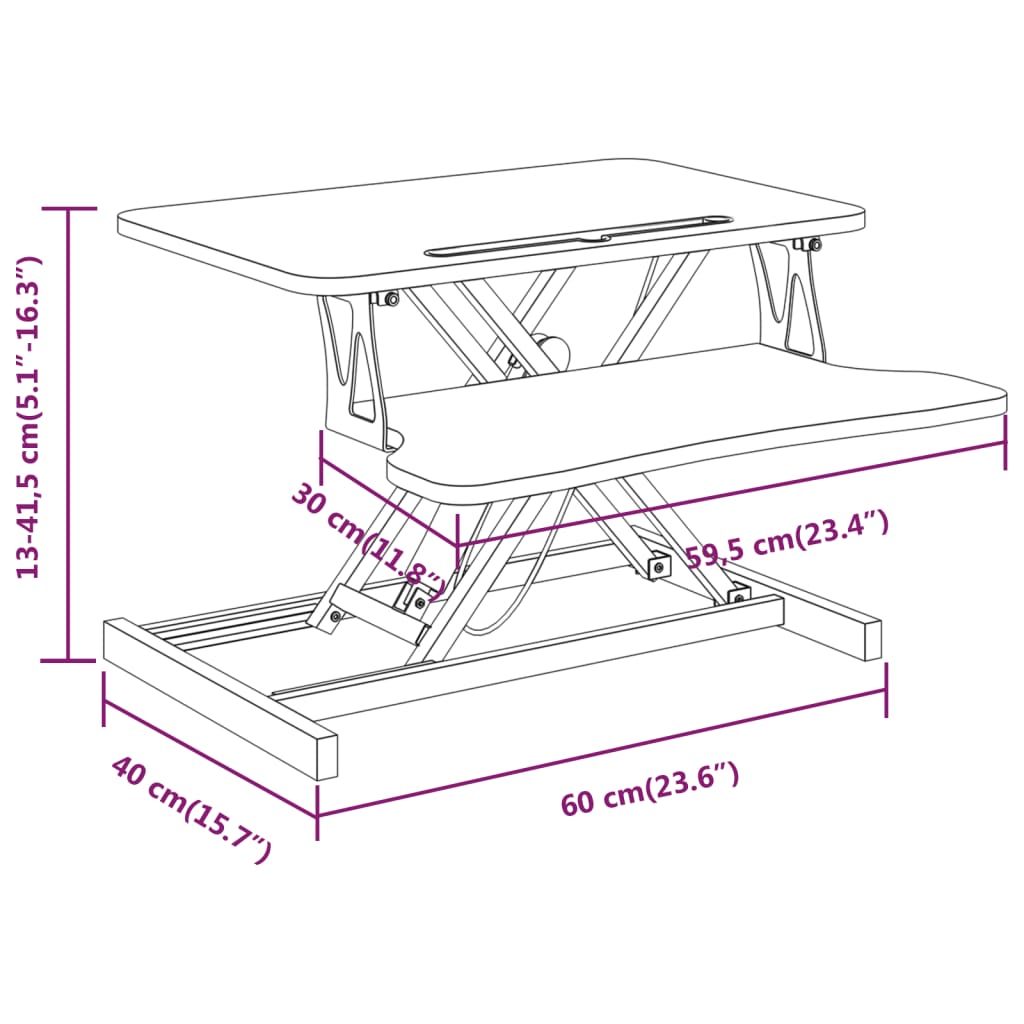 Adjustable Workstation 60x40x(13-41.5) cm Steel and Engineered Wood