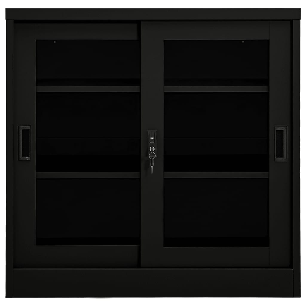 Sliding Door Cabinet Black 90x40x90 cm Steel