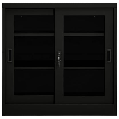 Sliding Door Cabinet Black 90x40x90 cm Steel