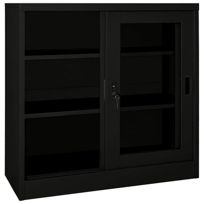 Sliding Door Cabinet Black 90x40x90 cm Steel