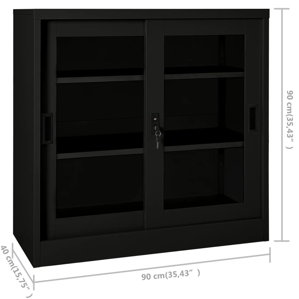 Sliding Door Cabinet Black 90x40x90 cm Steel