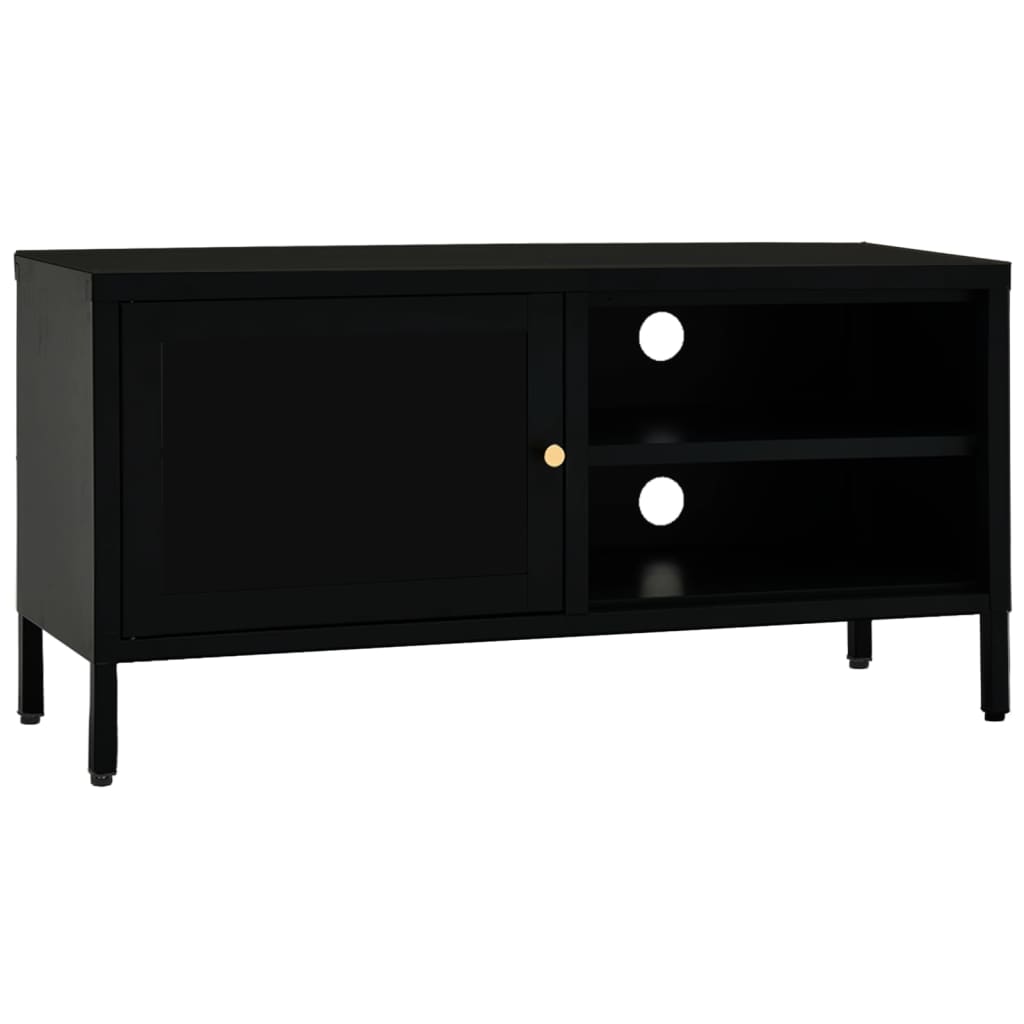 TV Cabinet Black 90x30x44 cm Steel and Glass