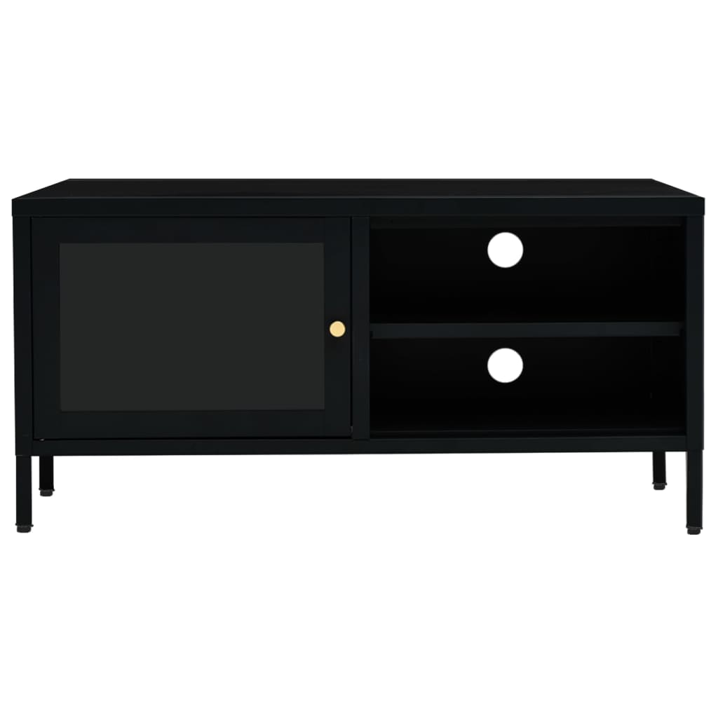 TV Cabinet Black 90x30x44 cm Steel and Glass