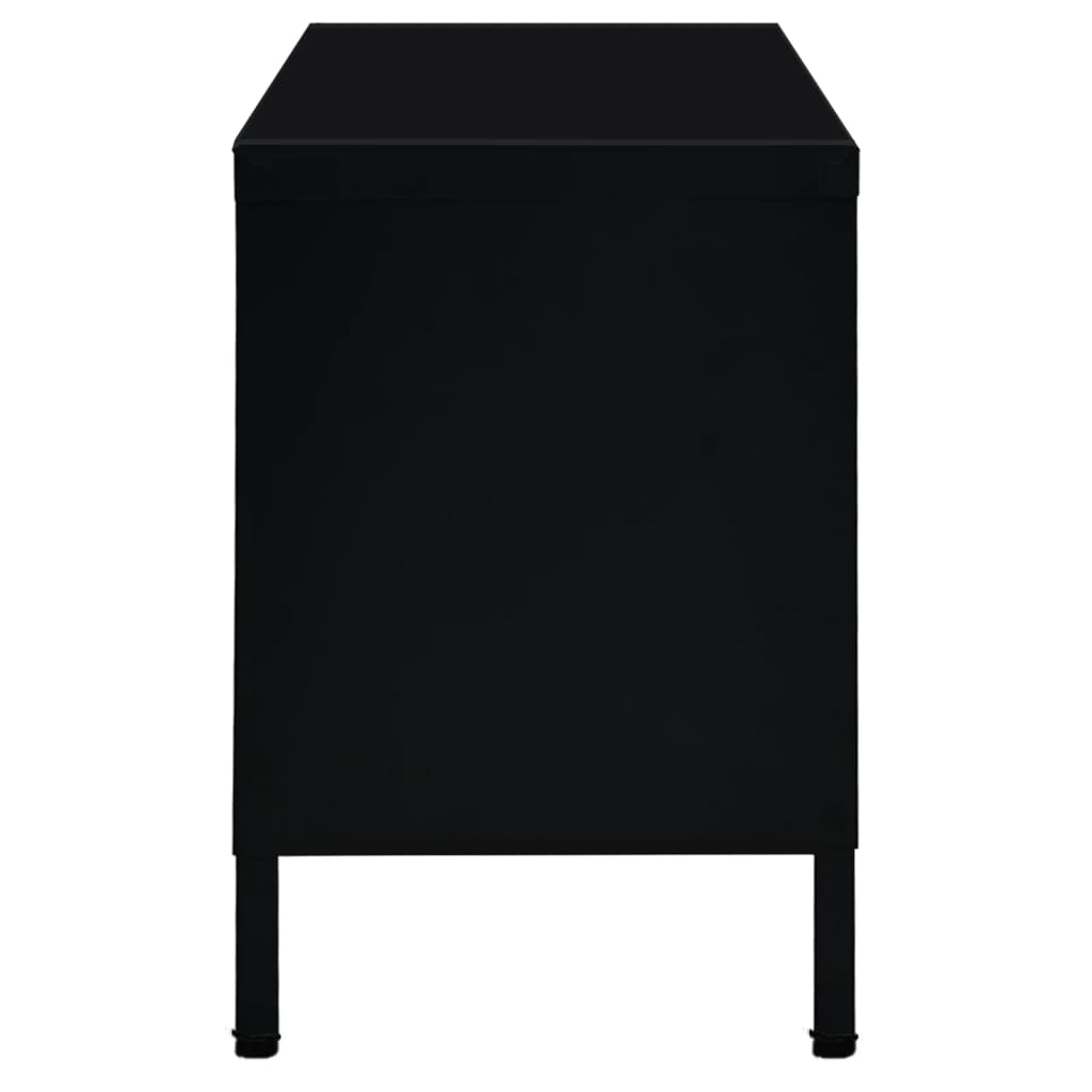 TV Cabinet Black 90x30x44 cm Steel and Glass