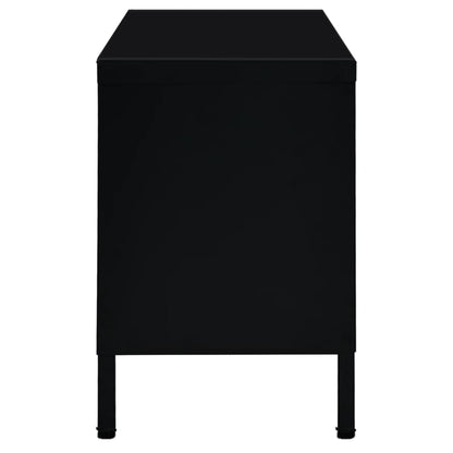 TV Cabinet Black 90x30x44 cm Steel and Glass