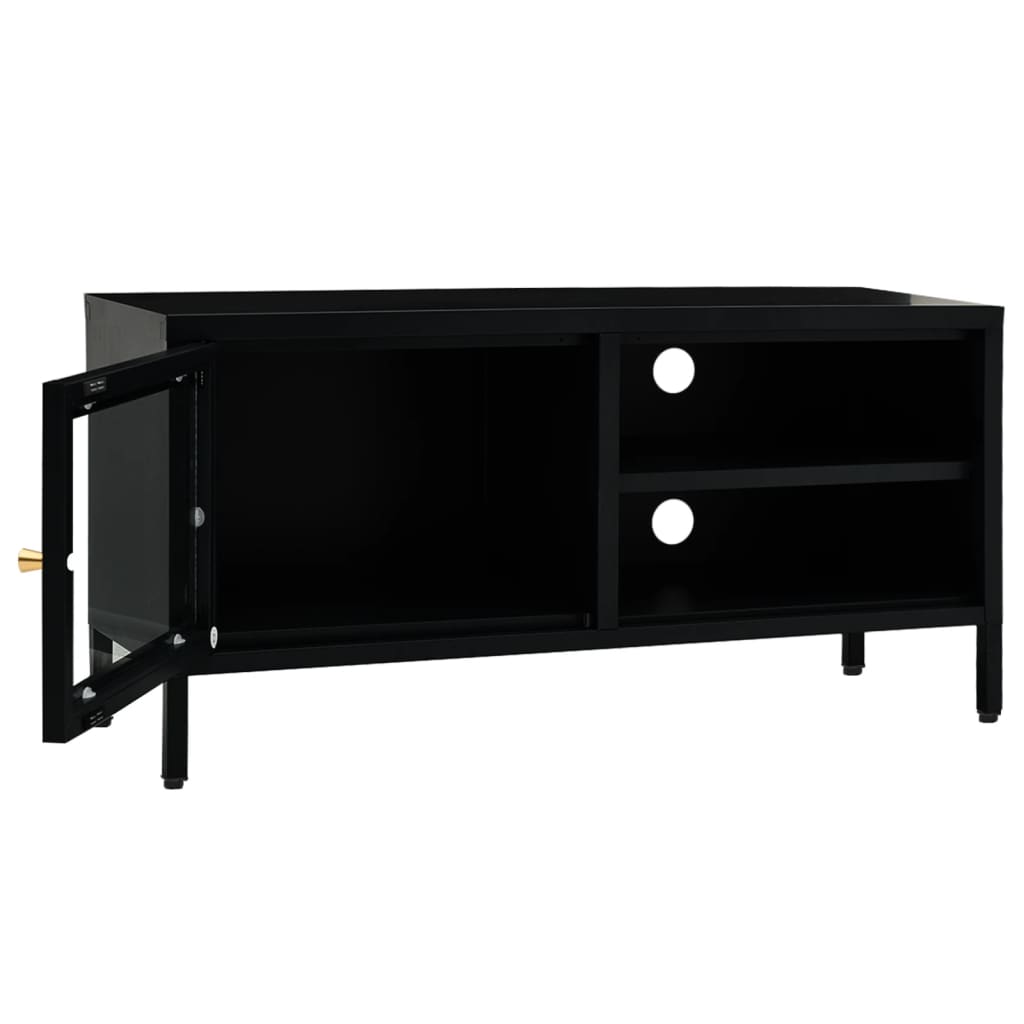 TV Cabinet Black 90x30x44 cm Steel and Glass