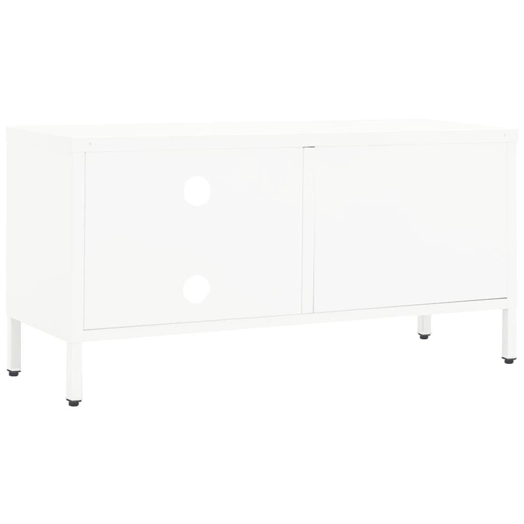 TV Cabinet White 90x30x44 cm Steel and Glass