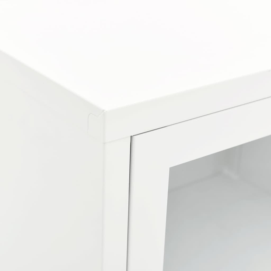 TV Cabinet White 90x30x44 cm Steel and Glass