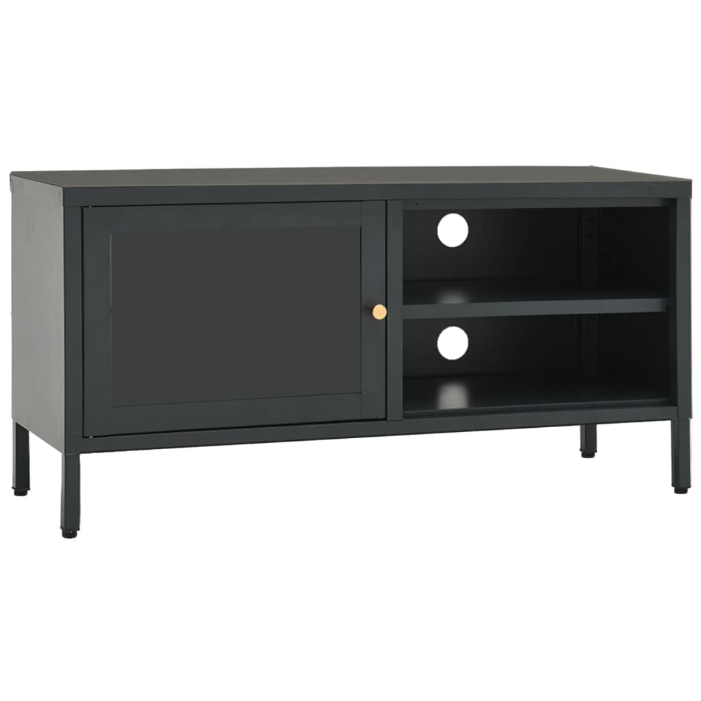 TV Cabinet Anthracite 90x30x44 cm Steel and Glass