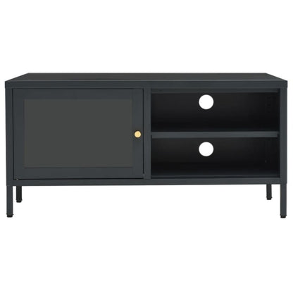 TV Cabinet Anthracite 90x30x44 cm Steel and Glass