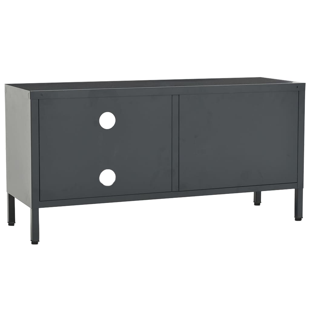 TV Cabinet Anthracite 90x30x44 cm Steel and Glass