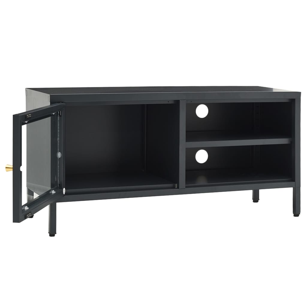 TV Cabinet Anthracite 90x30x44 cm Steel and Glass