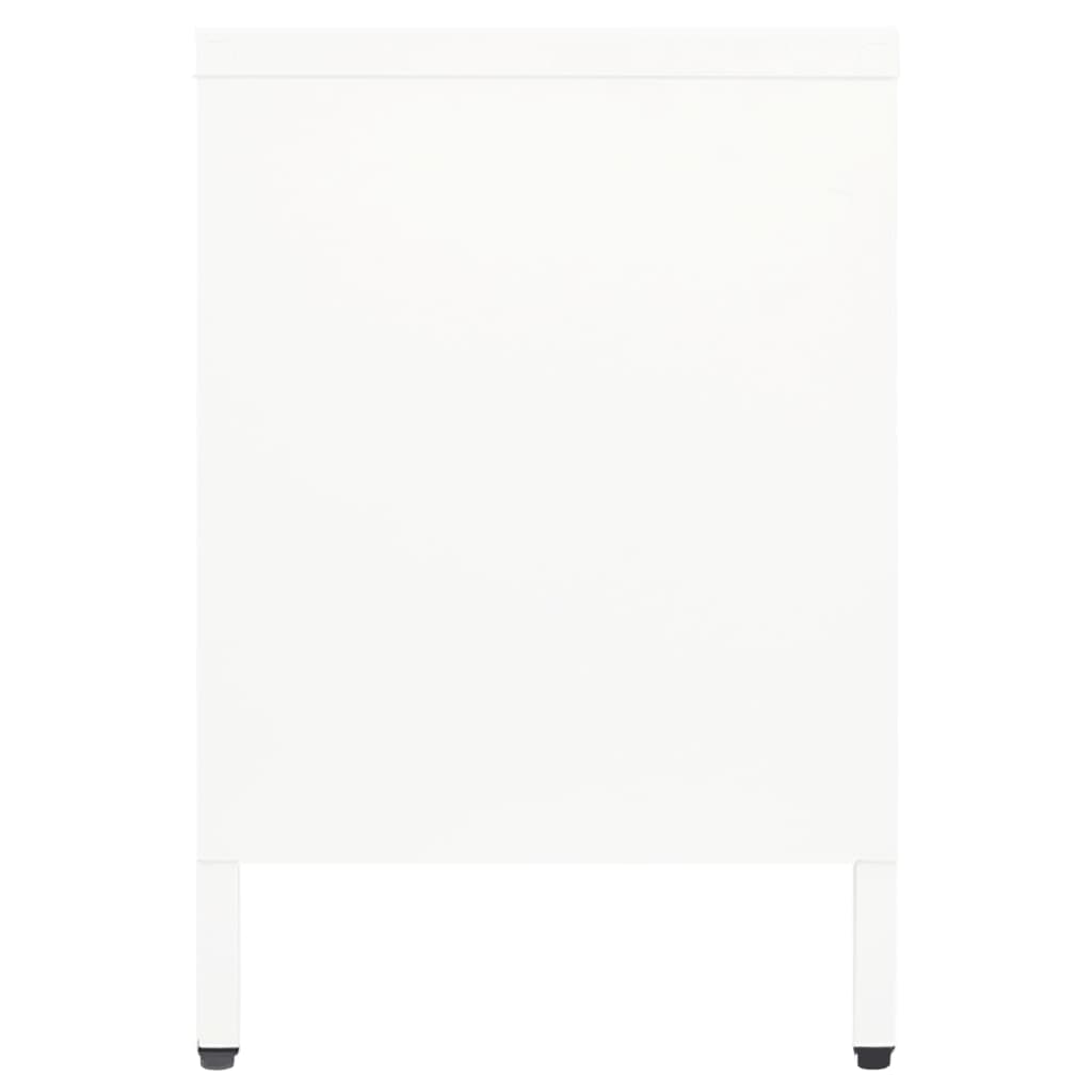 TV Cabinet White 105x35x52 cm Steel and Glass