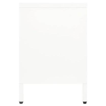 TV Cabinet White 105x35x52 cm Steel and Glass