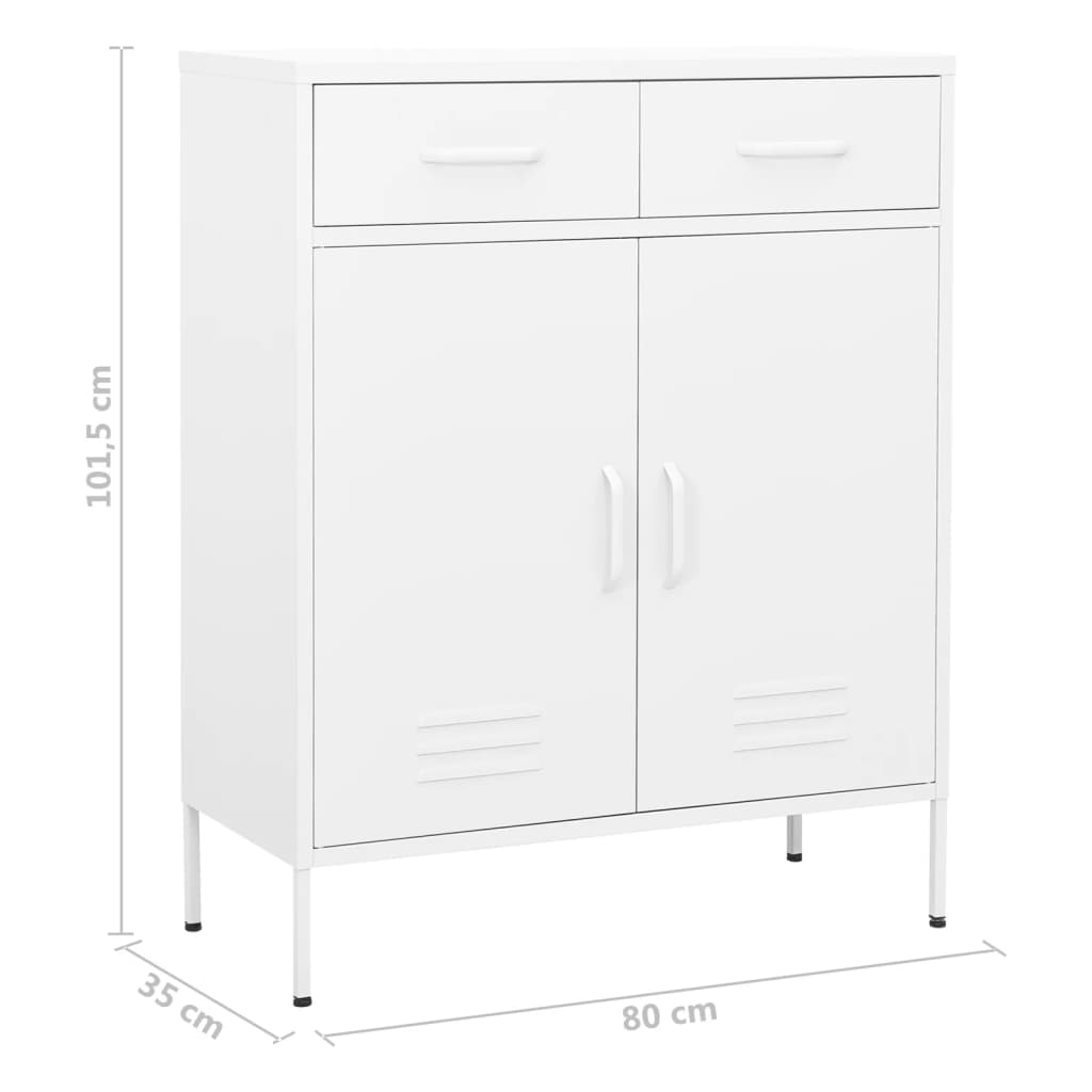 Storage Cabinet White 80x35x101.5 cm Steel