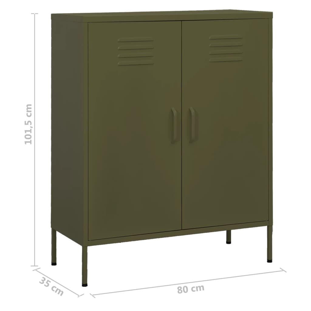 Storage Cabinet Olive Green 80x35x101.5 cm Steel