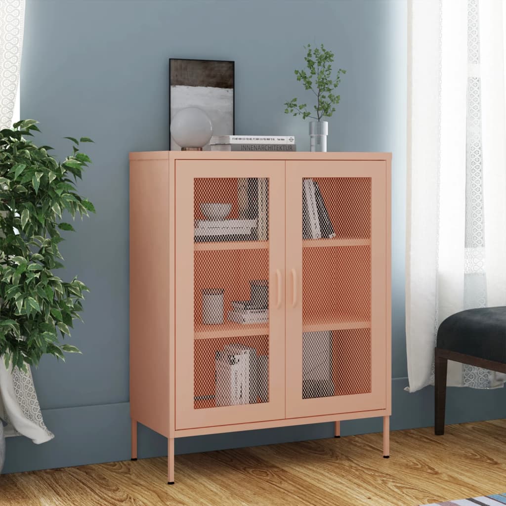 Storage Cabinet Pink 80x35x101.5 cm Steel