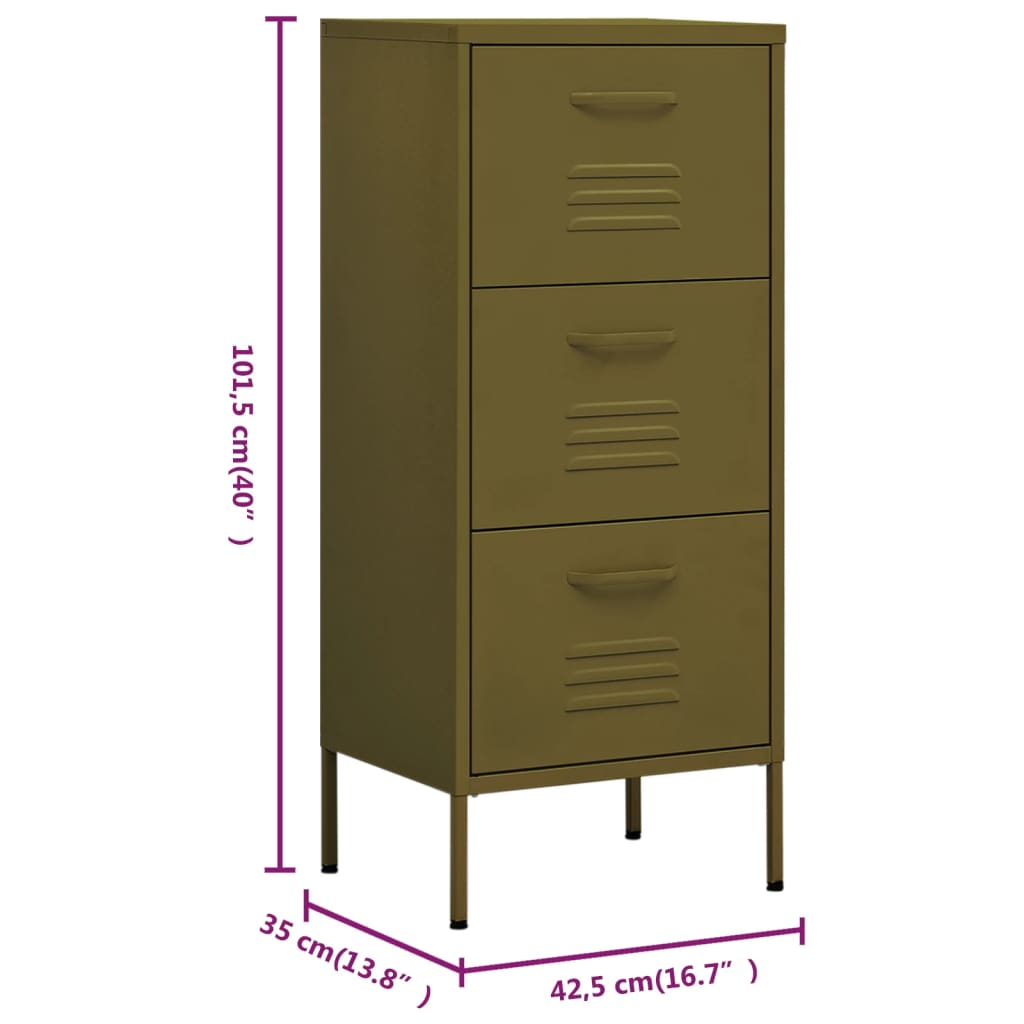 Storage Cabinet Olive Green 42.5x35x101.5 cm Steel