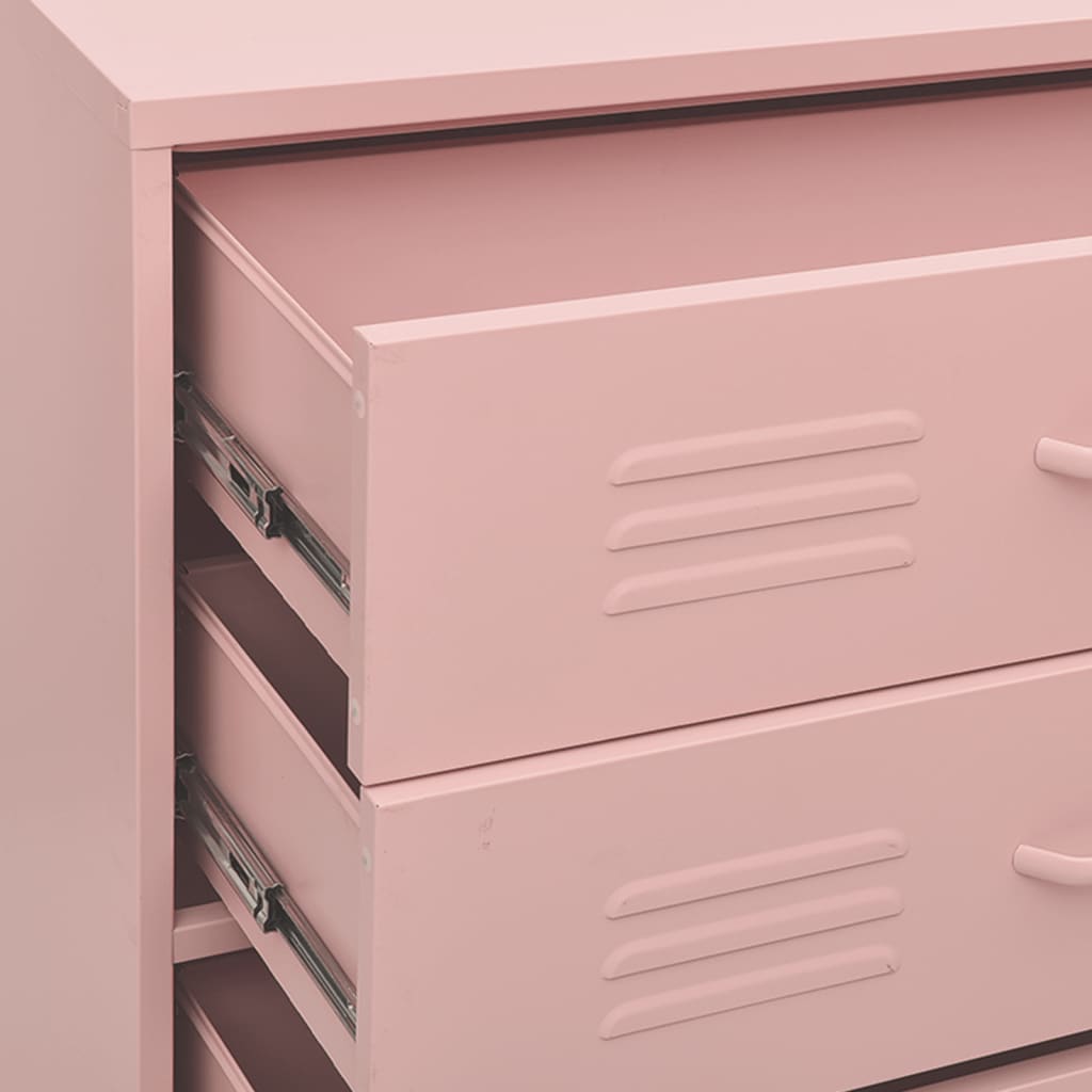 Chest of Drawers Pink 80x35x101.5 cm Steel