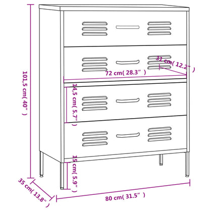 Chest of Drawers Pink 80x35x101.5 cm Steel