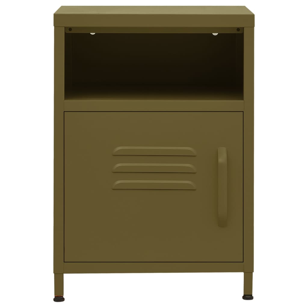 Nightstand Olive Green 35x35x51 cm Steel