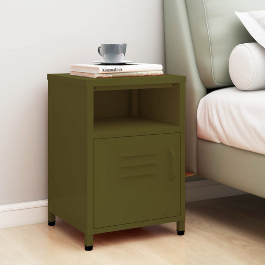 Nightstand Olive Green 35x35x51 cm Steel