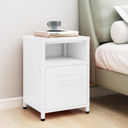 Nightstand White 35x35x51 cm Steel