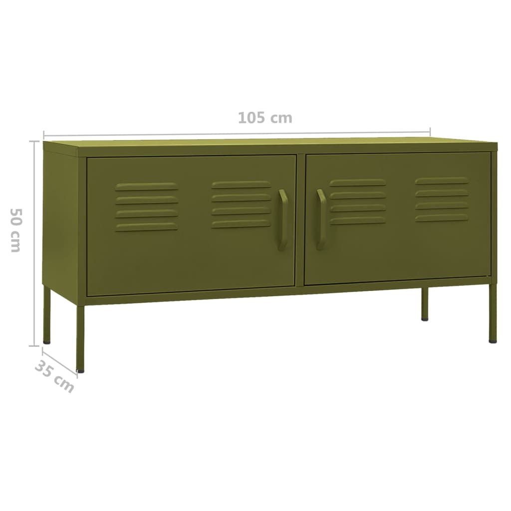 TV Cabinet Olive Green 105x35x50 cm Steel